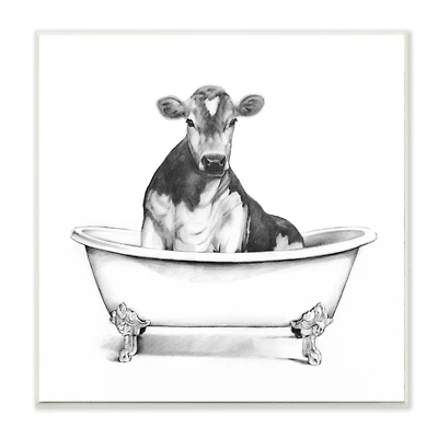 Stupell Industries Cow in Claw Tub Wall Plaque