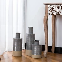 Glitzhome® Two-Tone Gray & Brown Metal Farmhouse Vase Set