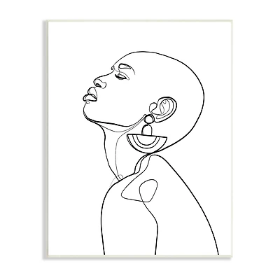 Stupell Industries Woman Wearing Circular Earrings Wall Plaque