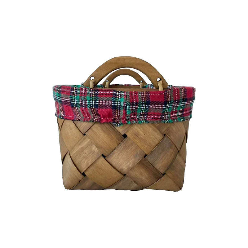 Plaid Lined Oval Chipwood Basket by Ashland