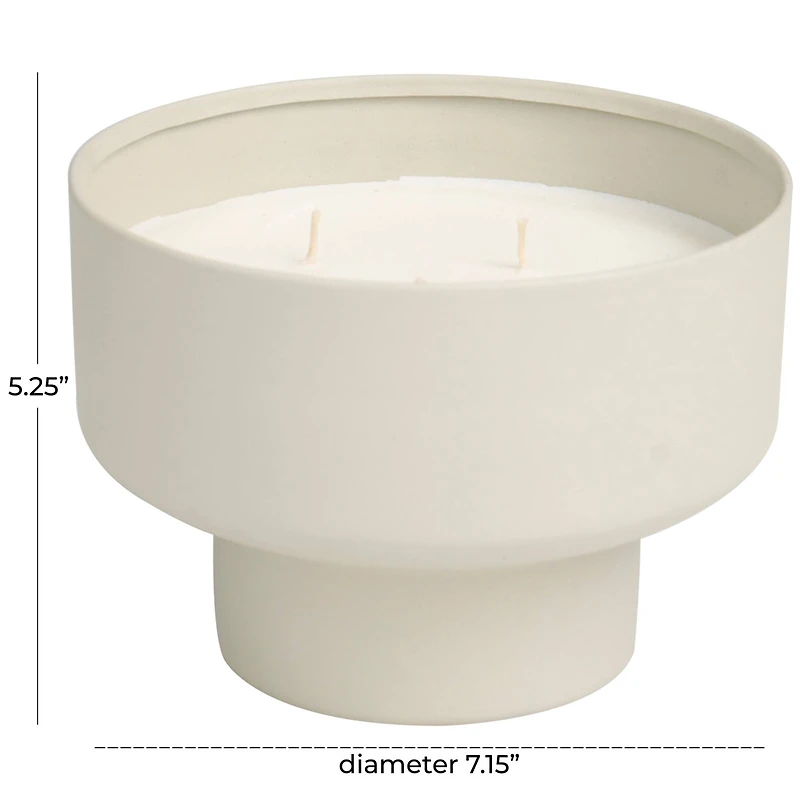 White Wax White Sage Scented Candle with Elevated Matte Light Gray Container