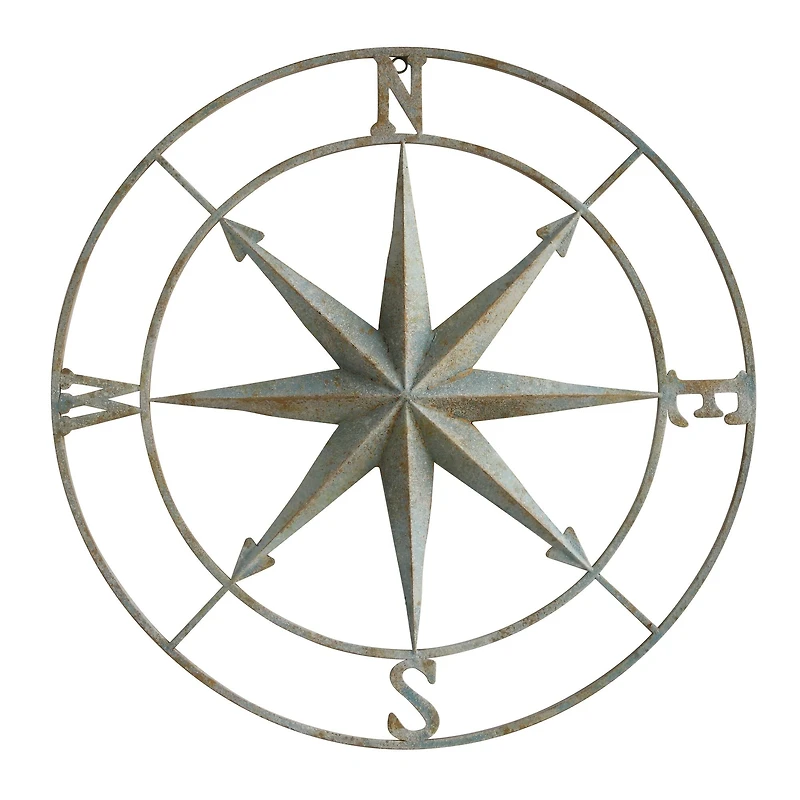 Hello Honey® Metal Compass Wall, Distressed Aqua