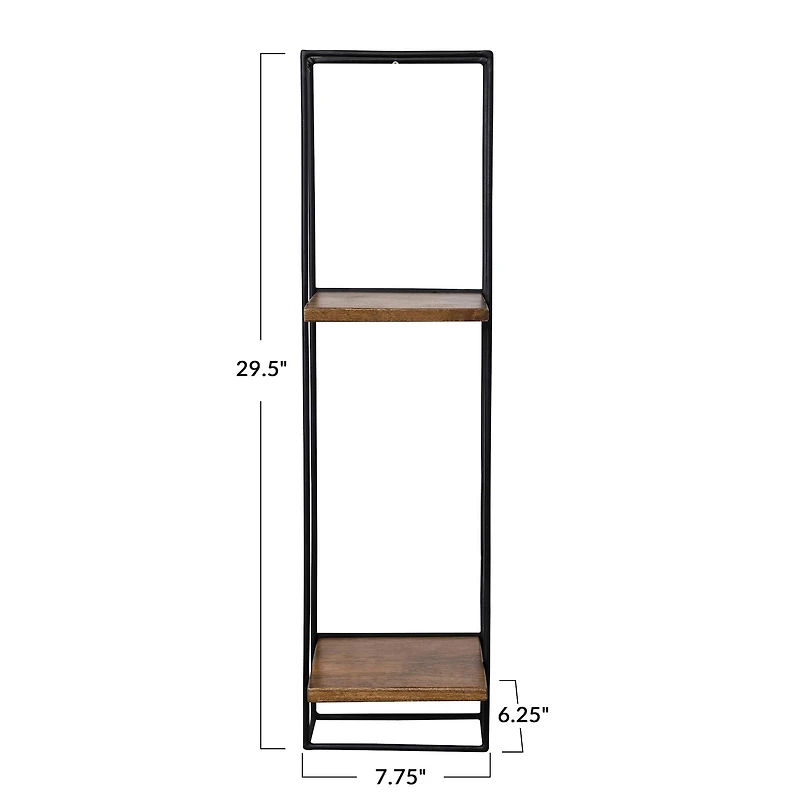 Hello Honey® Natural & Black Modern Metal & Wood Wall Shelf
