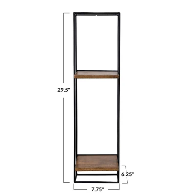 Hello Honey® Natural & Black Modern Metal & Wood Wall Shelf