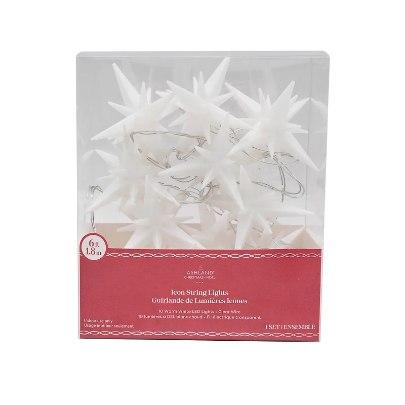10ct. Warm White LED White Star Icon String Lights by Ashland®