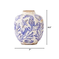 8.5" Nautical Ceramic Decorative Vase