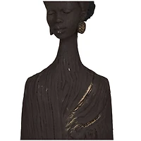 Dark Gray Polystone African Woman Sculpture Set