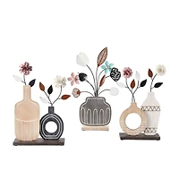 Floral Patterned Vase Sculpture Set