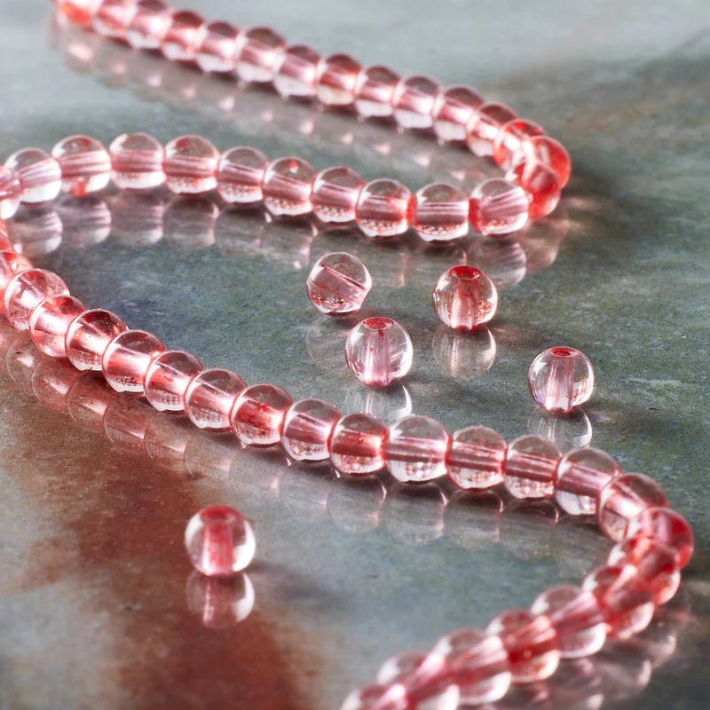 Pink Dyed Quartz Round Beads by Bead Landing
