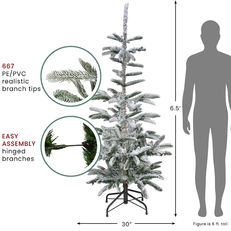 6.5ft Unlit Slim Flocked Noble Fir Artificial Christmas Tree