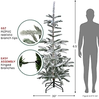 6.5ft Unlit Slim Flocked Noble Fir Artificial Christmas Tree