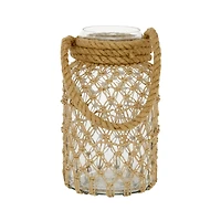 The Novogratz Brown Glass Coastal Lantern, 12" x 7" x 8"