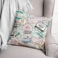 Travel Stamps 18" x 18" Throw Pillow