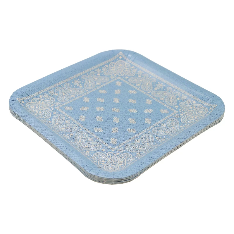9" Square Blue Bandana Dinner Plates, 10ct. by Celebrate It™