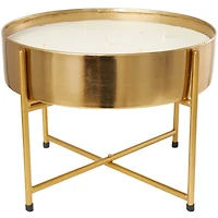 12" White Jasmine Scented 5-Wick Candle with Gold Container and Stand