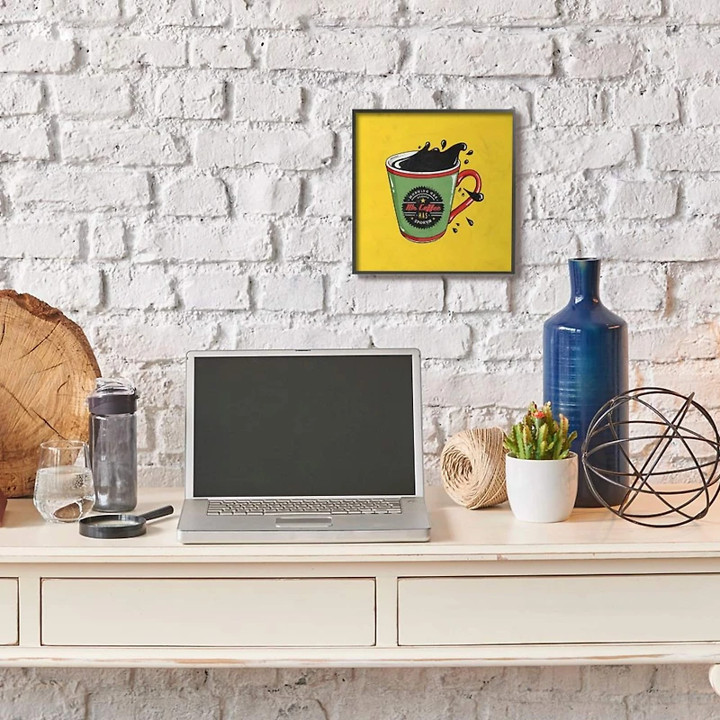 Stupell Industries Mr. Coffee Comic Book Wall Art in Black Frame