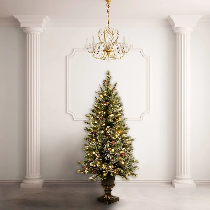 4ft. Pre-Lit Glittery Bristle® Entrance Tree with Warm White LED Lights