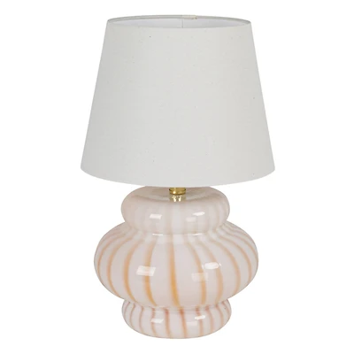 Hello Honey® 18.5" Yellow & Cream Striped Hand-Blown Art Glass Table Lamp