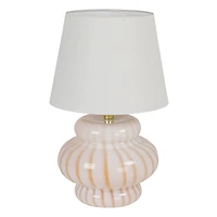 Hello Honey® 18.5" Yellow & Cream Striped Hand-Blown Art Glass Table Lamp