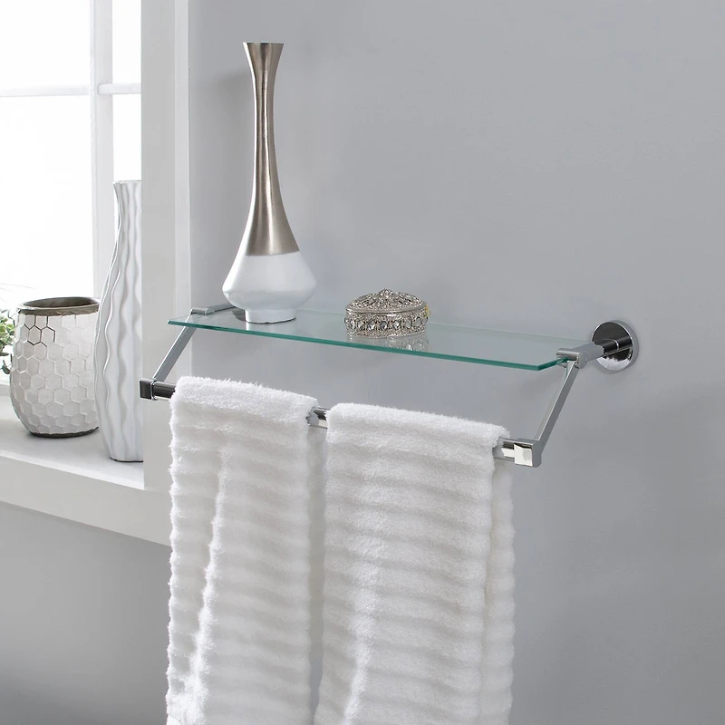 Organize It All Hanging Glass Shelf & Towel Bar 