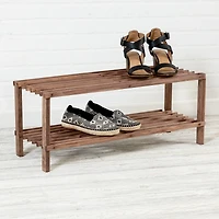 Honey Can Do Espresso 2-Tier Wood Shoe Rack