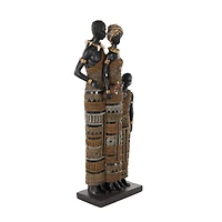 23" Family Tall African Decorative Sculpture with Gold Jewels