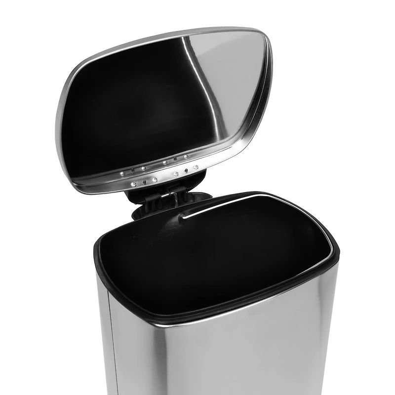 40L Rectangular Stainless Steel Step Trash Can With Lid