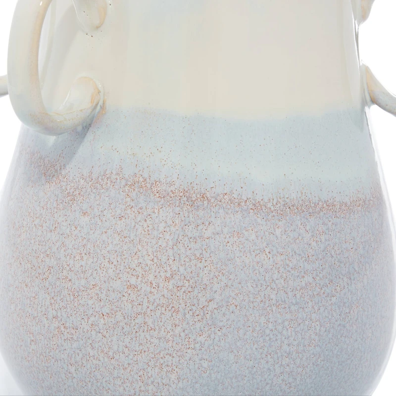 Set of 2 White Ceramic Farmhouse Vase, 12" x 10" x 9"