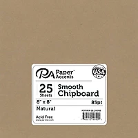 PA Paper™ Accents Natural 8" x 8" 85pt. Smooth Chipboard, 25 Pieces