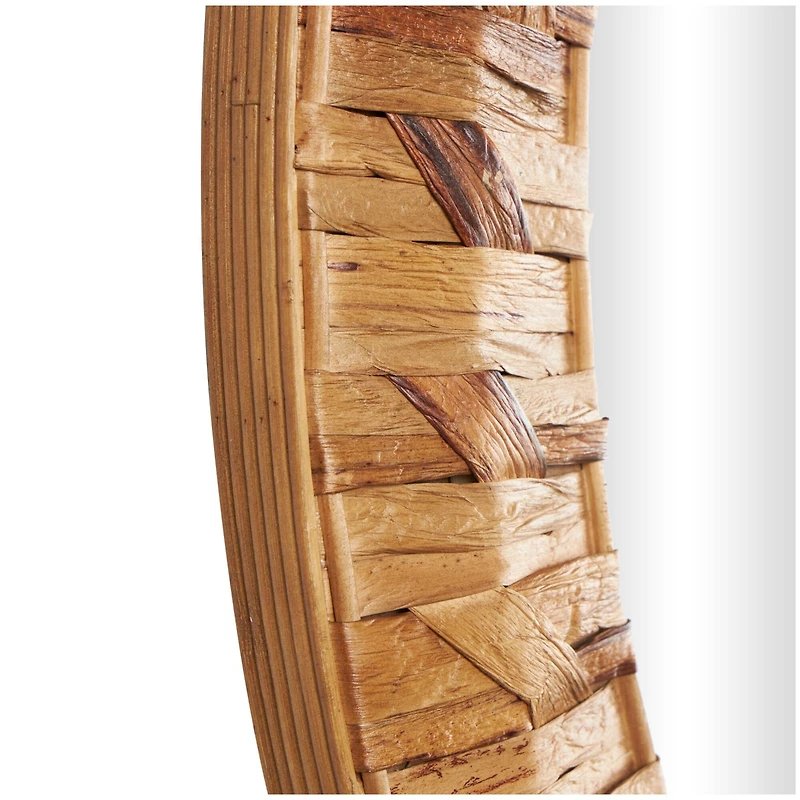 36" Brown Handmade Woven Seagrass Wall Mirror