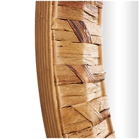 36" Brown Handmade Woven Seagrass Wall Mirror