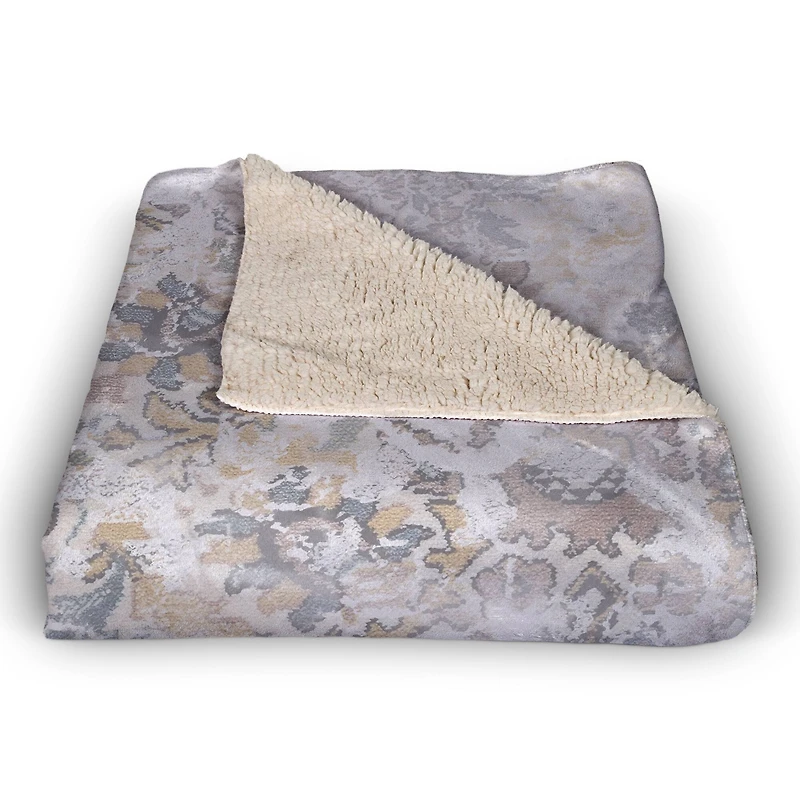 Faded Ornate Sherpa Fleece Blanket