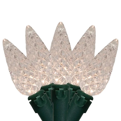 Battery Operated LED C6 Faceted Christmas Lights - Warm White  - 15.75' Green Wire  - 50ct