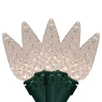 Battery Operated LED C6 Faceted Christmas Lights - Warm White  - 15.75' Green Wire  - 50ct
