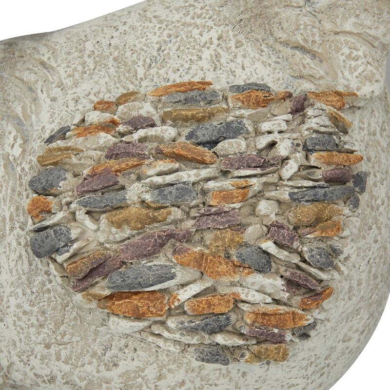 15" Gray Chicken Polystone Farmhouse Garden Sculpture