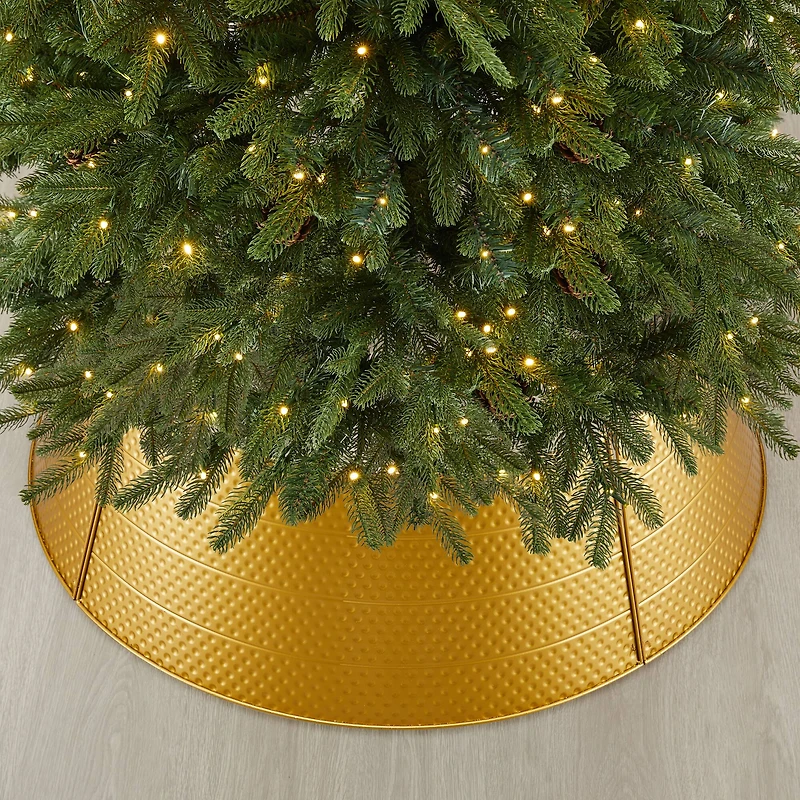 Glitzhome® 40.5" Christmas Gold Hammered Metal Tree Collar
