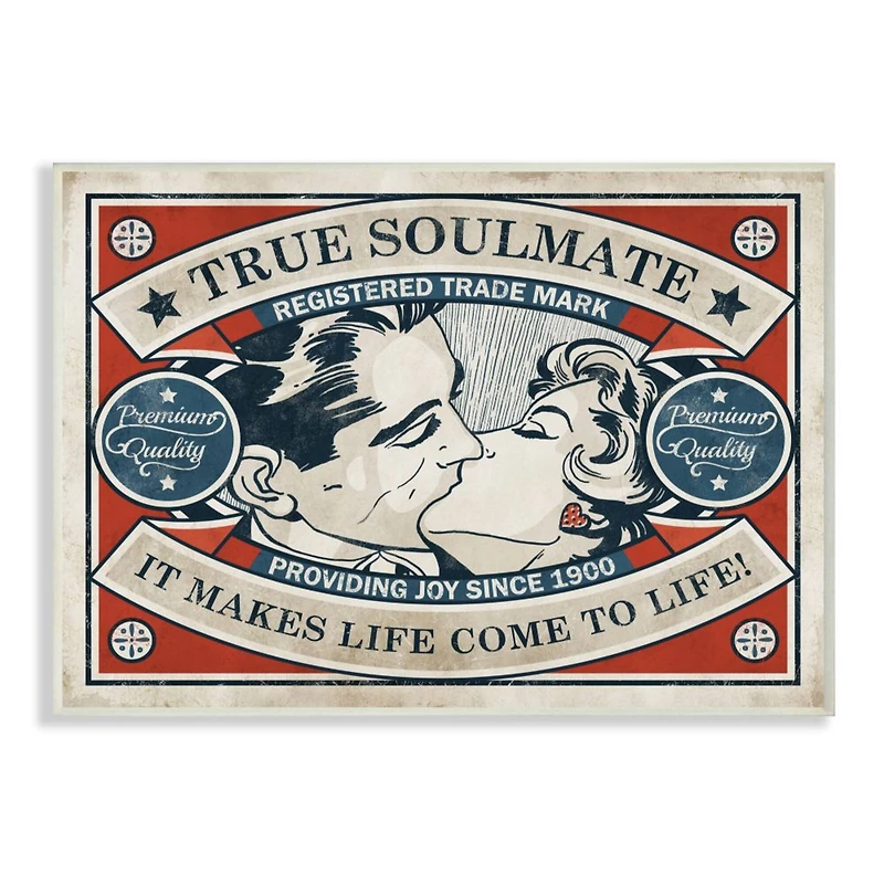 Stupell Industries True Soulmate Retro Wooden Wall Plaque