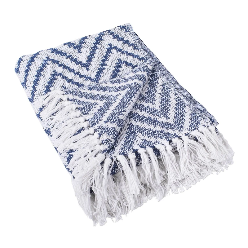 DII® Nautical Blue Large Chevron Throw