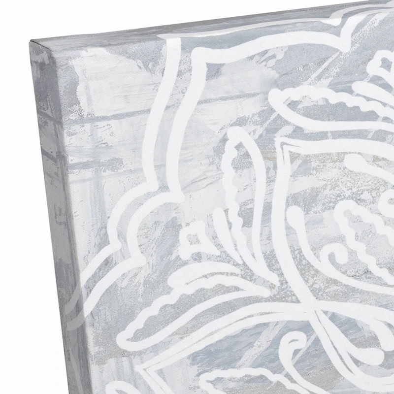 White Textured Medallion III 16" x 16" Canvas Wall Art