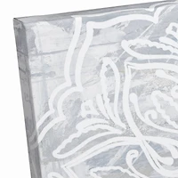 White Textured Medallion III 16" x 16" Canvas Wall Art