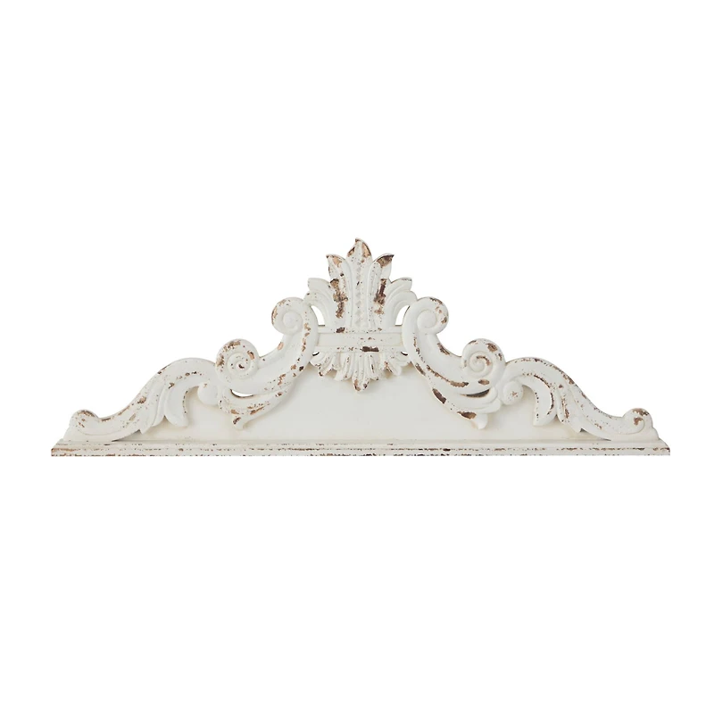 White Wood French Country Carved Wall Decor 14" x 39" x 3"