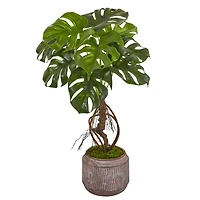 2ft. Monstera Artificial Plant in Stoneware Planter