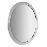 Classic Chrome Oval Metal Framed Beveled Vanity Wall Mirror - 23" x 29"