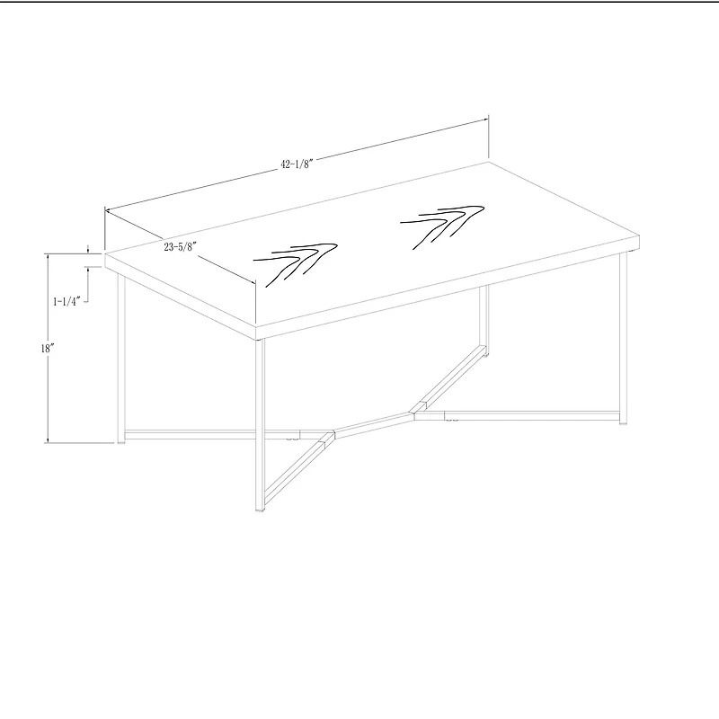 Luxe 42" Dark Walnut & Gold Y Leg Modern Glam Coffee Table
