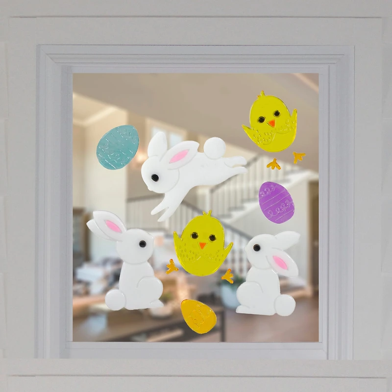Bunnies & Chicks Easter Spring Gel Window Clings