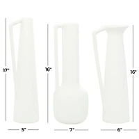 CosmoLiving by Cosmopolitan Set of 3 White Ceramic Modern Vase, 17", 16", 16"