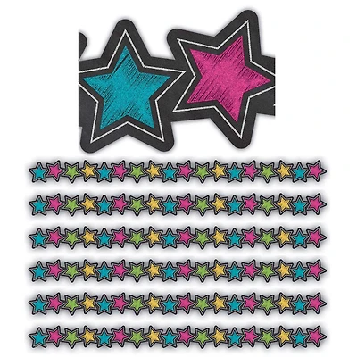 Teacher Created Resources Chalkboard Brights Die-Cut Stars Border Trim, 210ft.