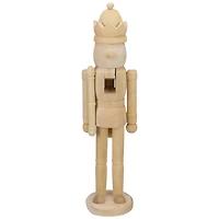 14.75" Unfinished Paintable Wooden Christmas Nutcracker with a Crown