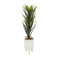 4ft. Modern Style Aloe Vera Artificial Foliage in White Pot