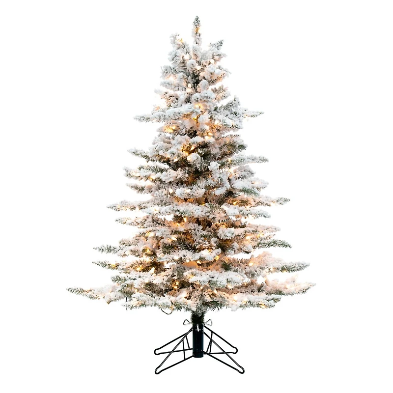 4.5ft. Pre-Lit Flocked Utica Fir Artificial Christmas Tree, Clear Lights
